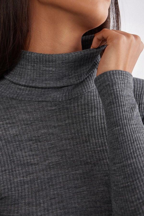Intimissimi Camiseta de Manga Larga Lana y Seda Cuello Alto