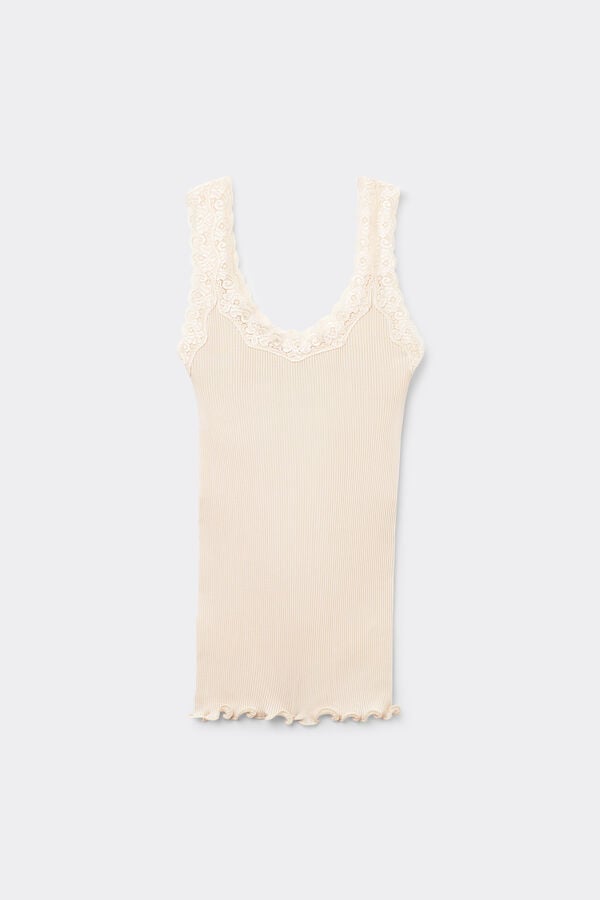 Intimissimi Camiseta De Tirantes En Seda Con Escote De Encaje