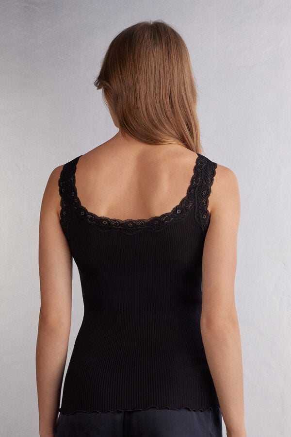 Intimissimi Camiseta De Tirantes En Seda Con Escote De Encaje