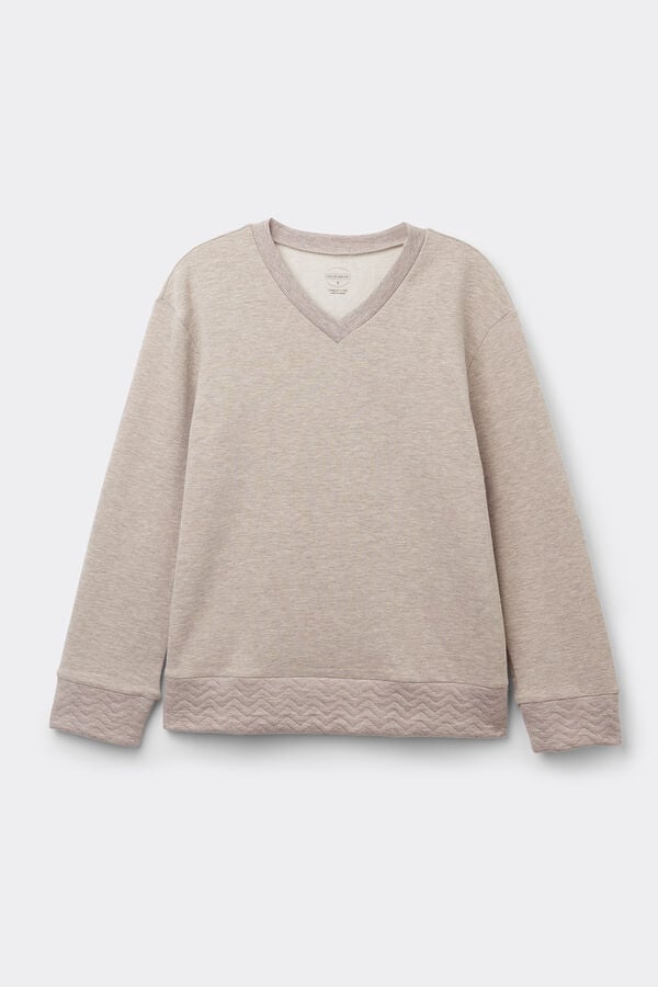 Intimissimi Camiseta Manga Larga Cuello De Pico Soft Chevron