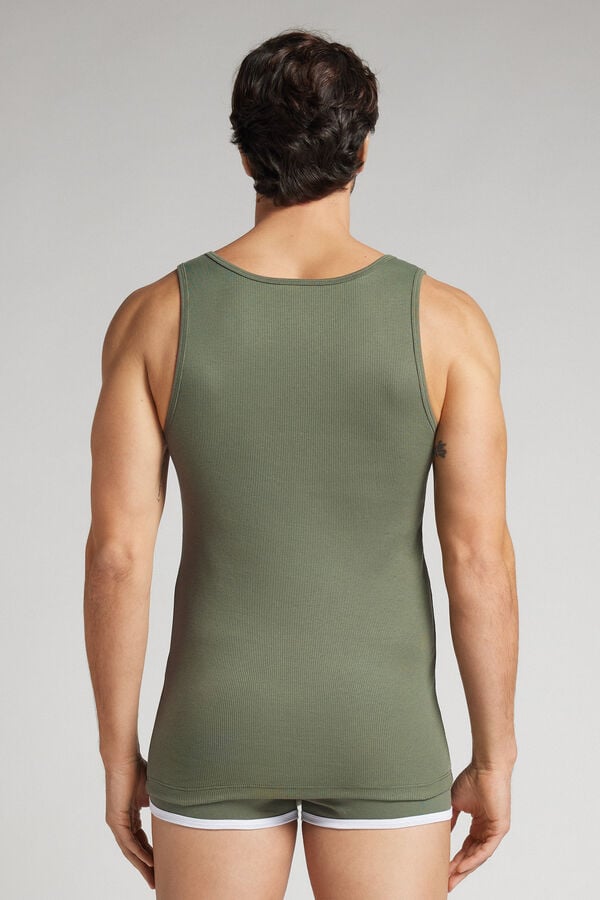 Intimissimi Camiseta sin mangas de hombre en algodón superior con canalé
