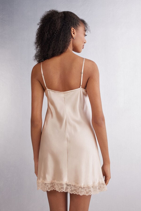 Intimissimi Enagua De Seda Y Aplicaciones De Encaje