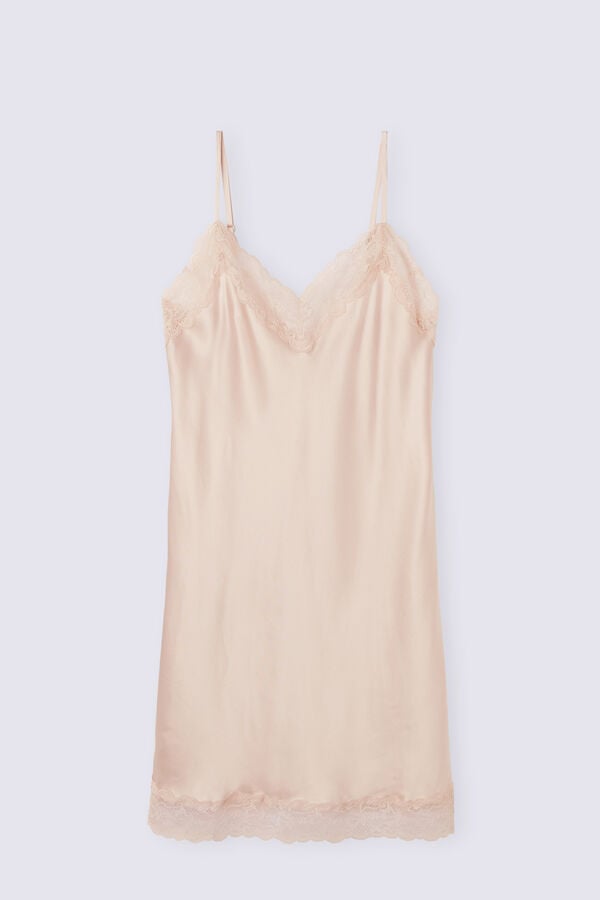 Intimissimi Enagua De Seda Y Aplicaciones De Encaje