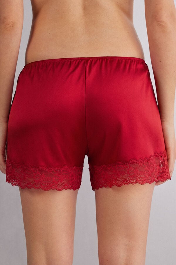 Intimissimi Pantalón Corto De Seda Con Encaje