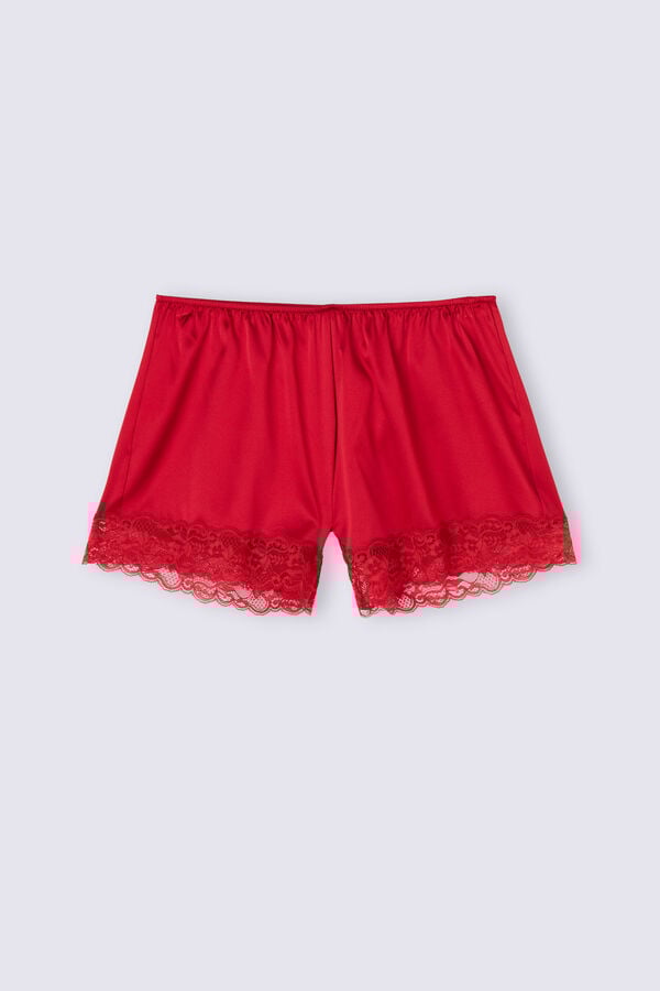 Intimissimi Pantalón Corto De Seda Con Encaje