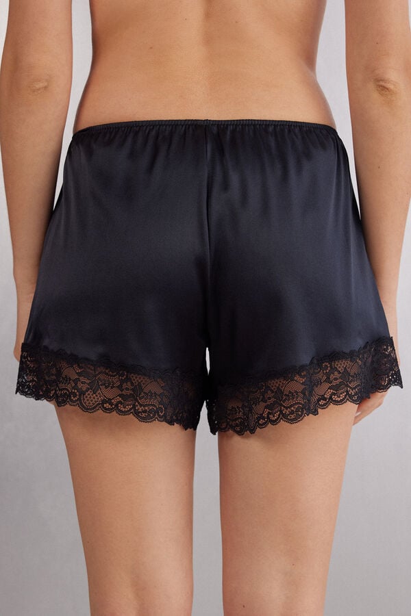 Intimissimi Pantalón Corto De Seda Con Encaje