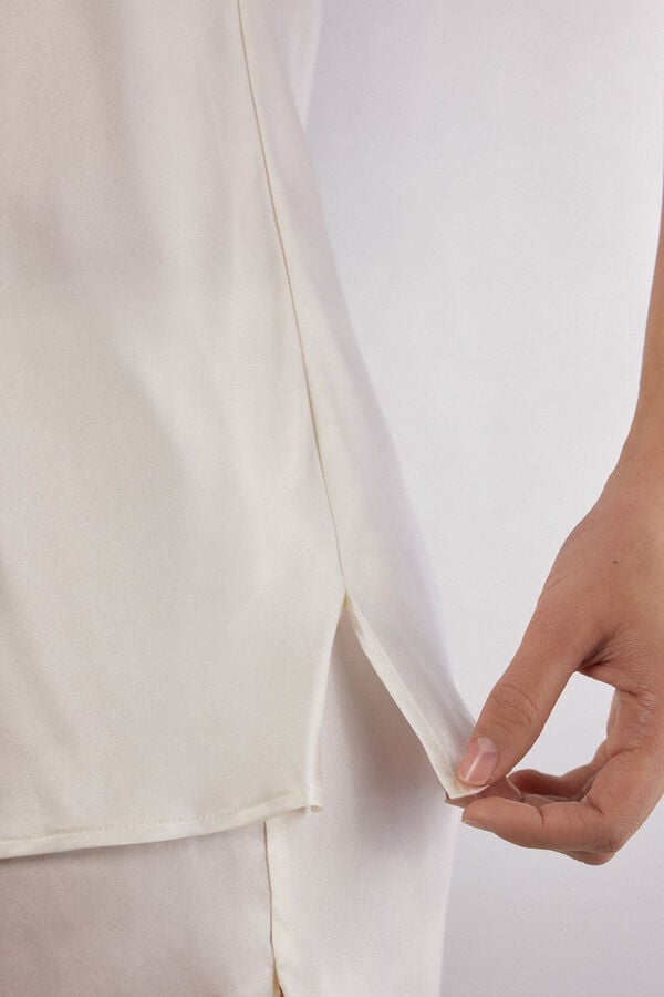 Intimissimi Top de Raso de Seda con Escote de Pico