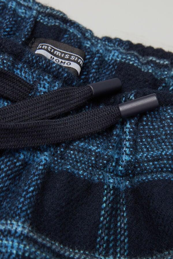 Intimissimi Pantalón Tela De Algodón Perchada Estampado Cuadros Azul Denim