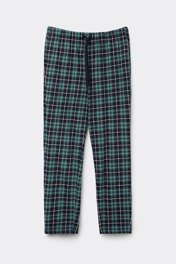Intimissimi Pantalones Largos De Algodón Estampado Cuadros Azul/Verde