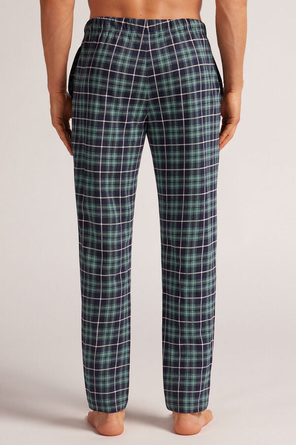 Intimissimi Pantalones Largos de Algodón Estampado Cuadros Azul/Verde