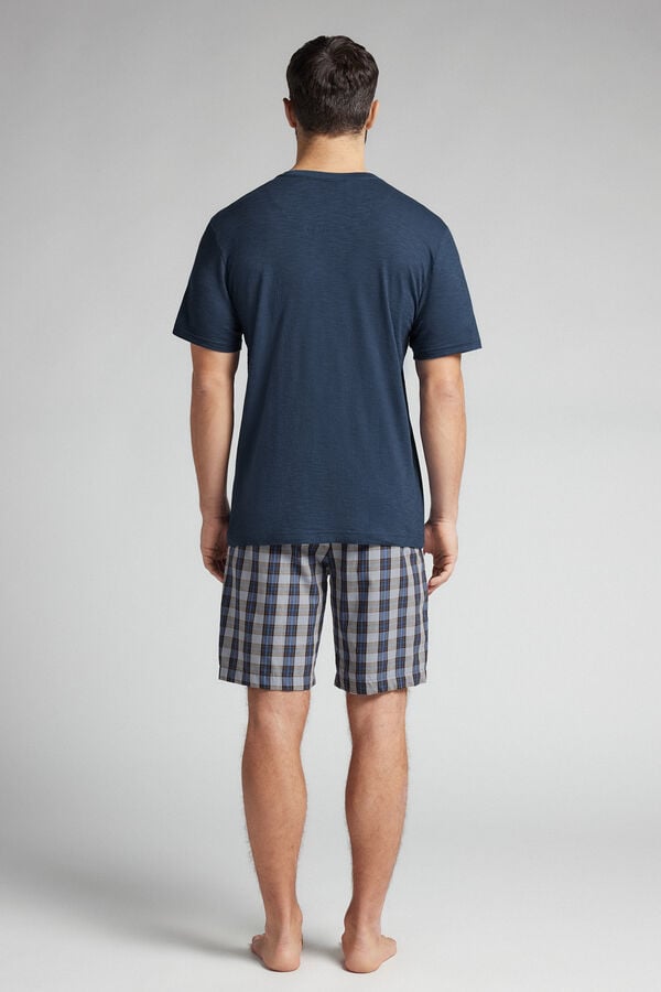 Intimissimi Pijama Corto de Algodón y Tela a Cuadros Denim