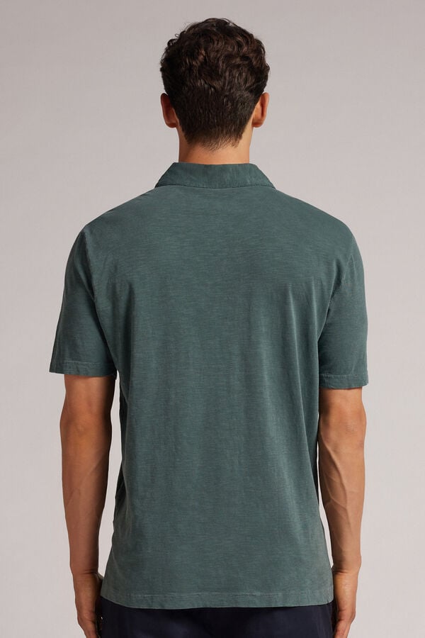 Intimissimi Polo de Manga Corta de Algodón Jaspeado Washed Collection