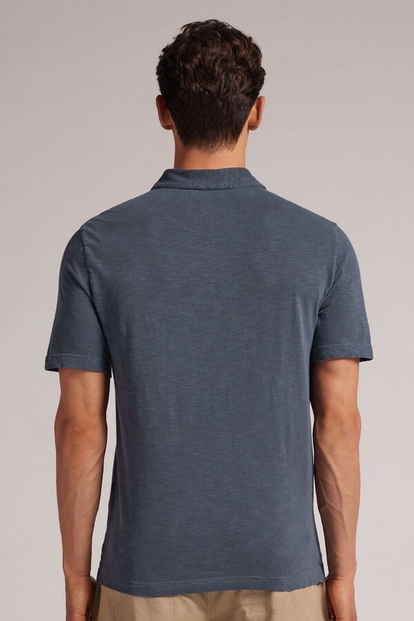 Intimissimi Polo de Manga Corta de Algodón Jaspeado Washed Collection
