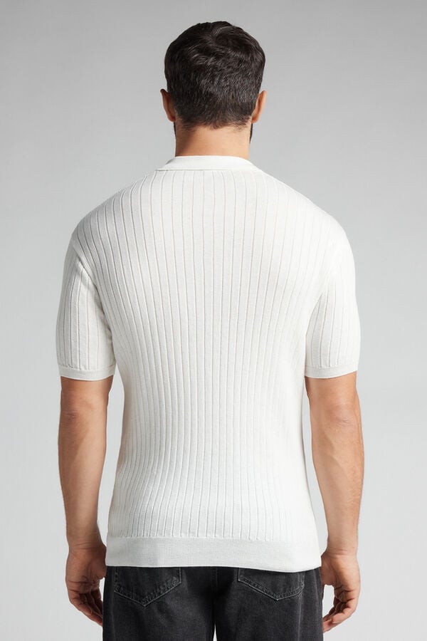 Intimissimi Polo de Manga Corta de Punto de Algodón de Canalé
