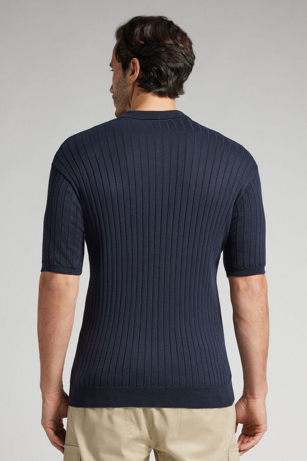 Intimissimi Polo de Manga Corta de Punto de Algodón de Canalé