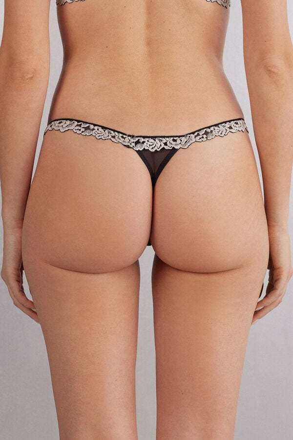 Intimissimi Tanga De Hilo Con Volantes De Encaje Pretty Flowers