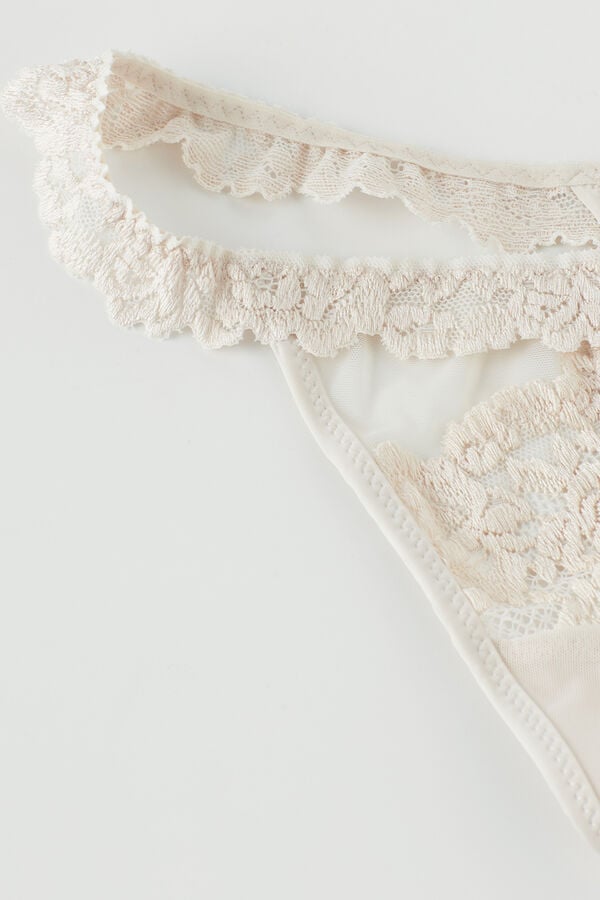 Intimissimi Tanga De Hilo Con Volantes De Encaje Pretty Flowers