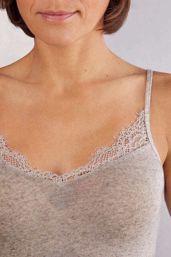 Intimissimi Top de Modal Ultraligero con Cashmere y Encaje