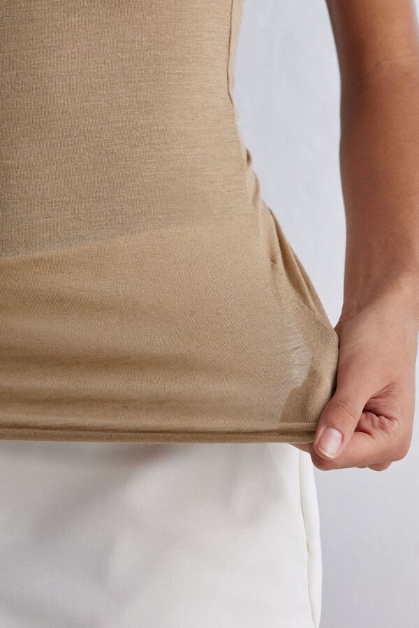 Intimissimi Top sin Mangas de Cashmere Ultraligero de Modal