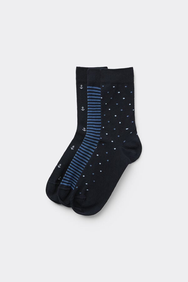 Tezenis 3 Pares Calcetines Cortos Algodón sin Borde Estampado Hombre