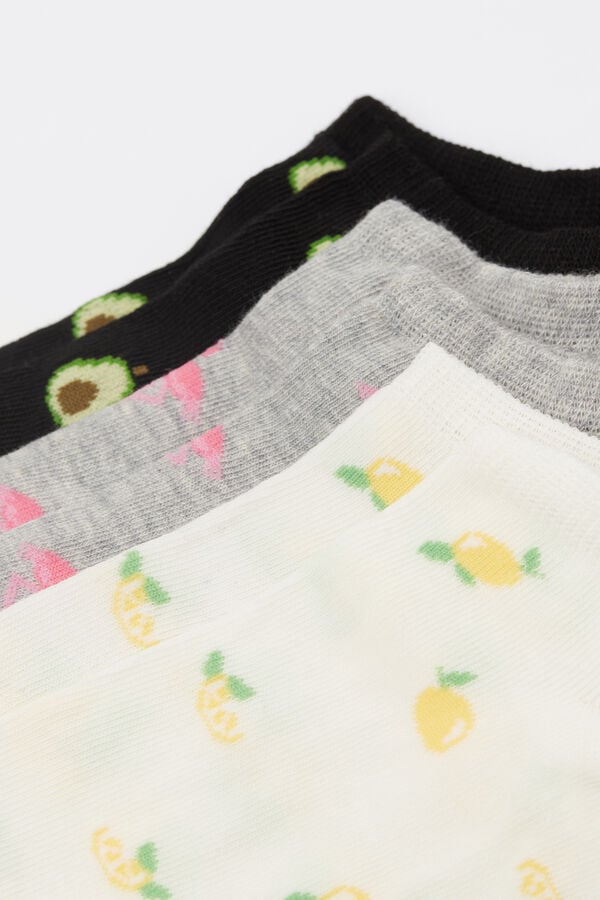 Tezenis 3 Pares De Calcetines Tobilleros De Algodón Estampados Para Mujer