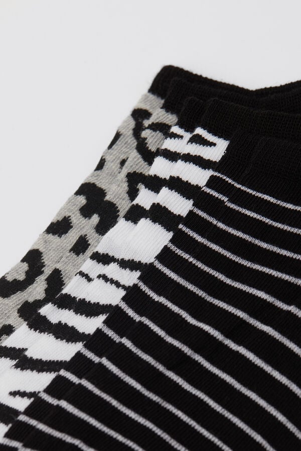 Tezenis 3 Pares De Calcetines Tobilleros De Algodón Estampados Para Mujer