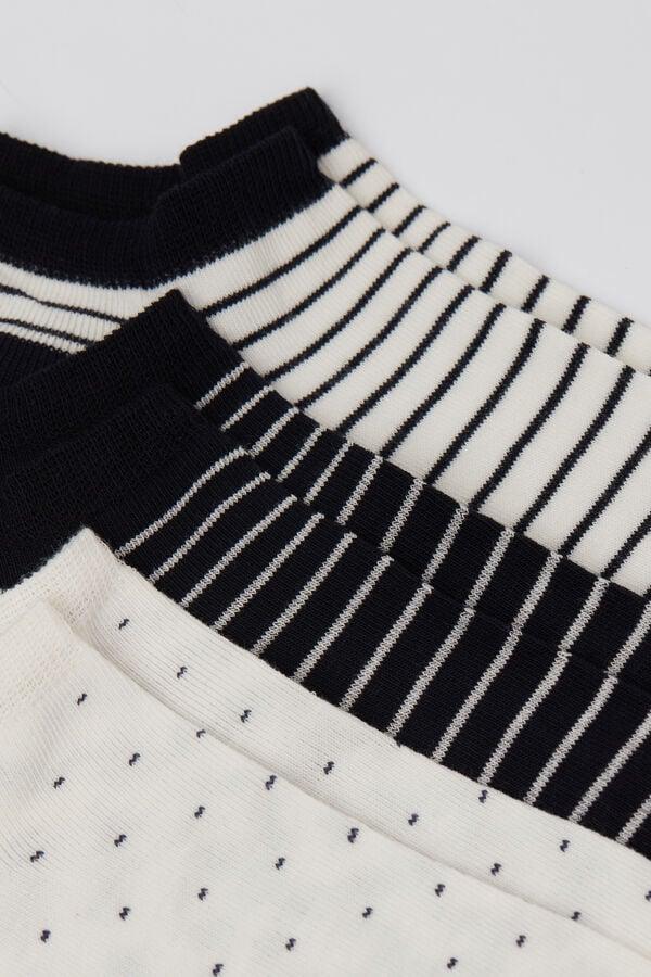 Tezenis 3 Pares De Calcetines Tobilleros De Algodón Estampados Para Mujer