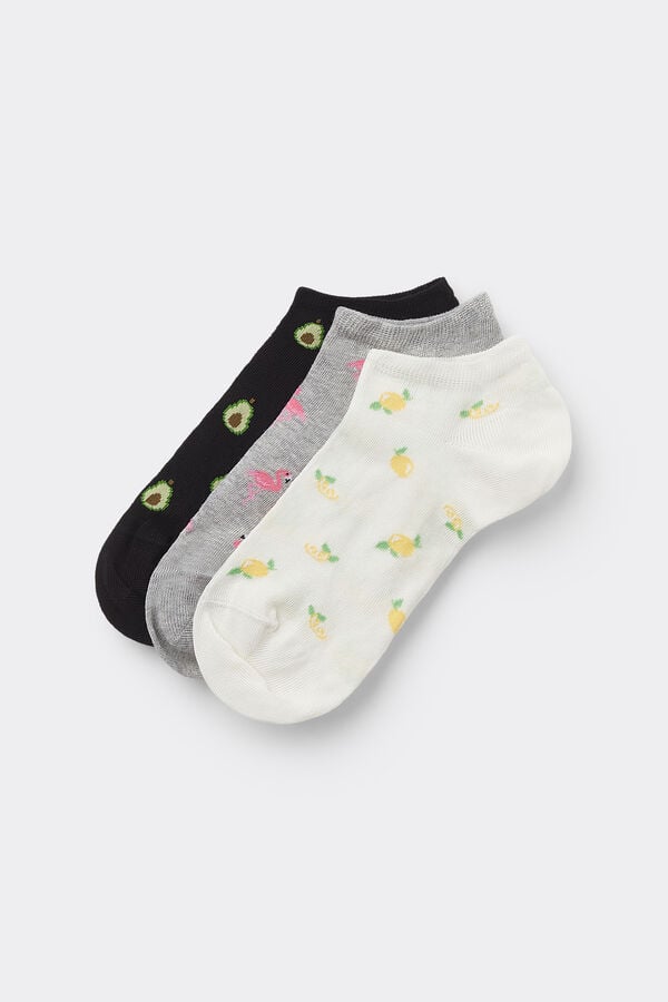 Tezenis 3 Pares de Calcetines Tobilleros de Algodón Estampados para Mujer