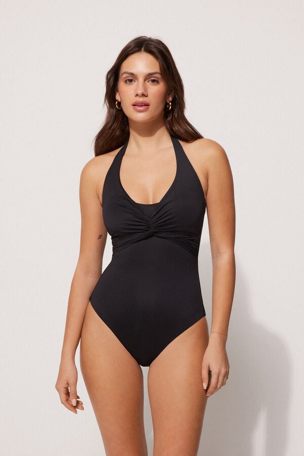 Tezenis Bañador Entero Bandeau con Relleno Ligero Cruzado de Microfibra Reciclada