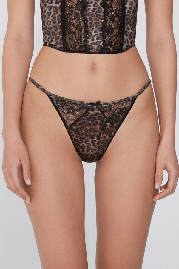 Tezenis Braguita Brasileña con Tira Lateral Fina Lace Jungle Chic