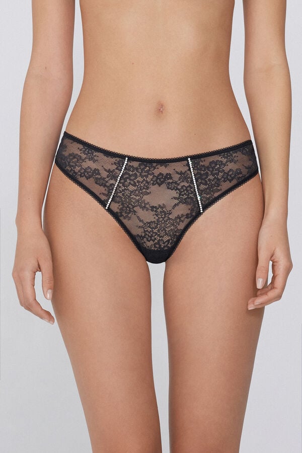 Tezenis Braguita Brasileña de Encaje y Strass Shiny Delight