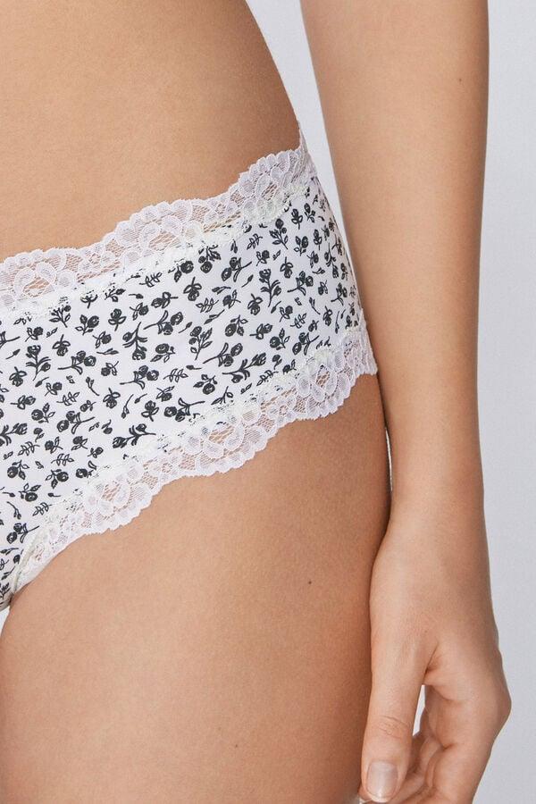 Tezenis Braguita Culotte Brasileña De Microfibra Con Estampado Y Encaje