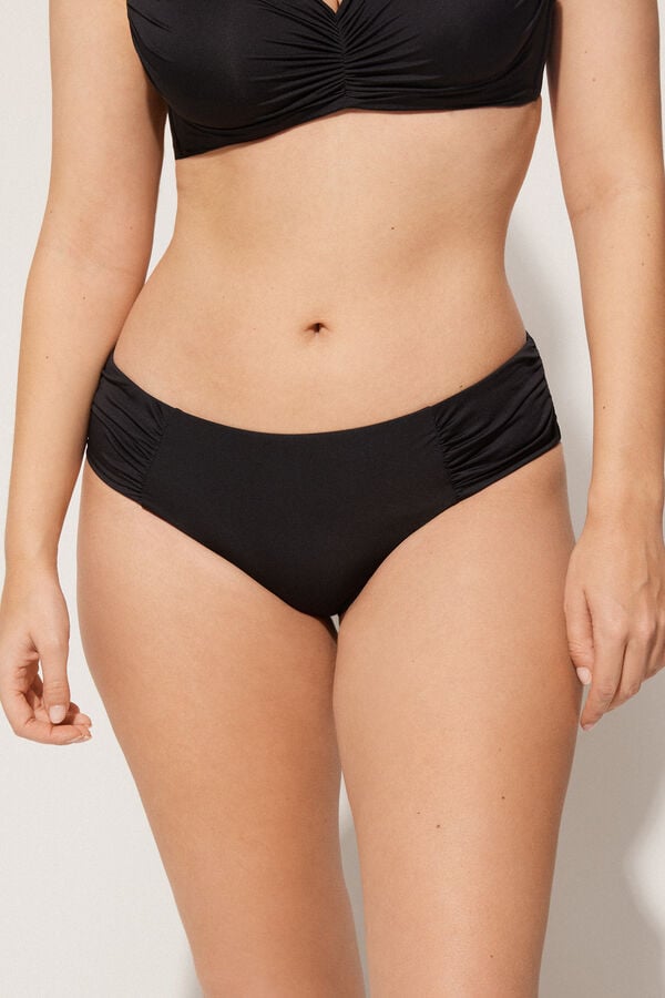 Tezenis Braguita de Bikini Reciclada de Talle Alto de Color Liso con Frunce Lateral