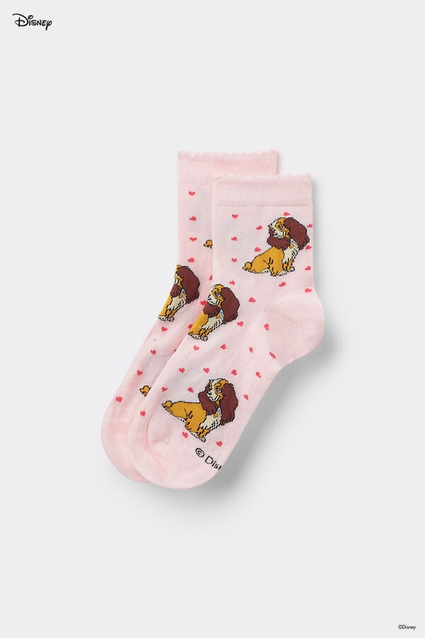 Tezenis Calcetines Cortos con Estampado de Disney de La Dama y el Vagabundo para Mujer