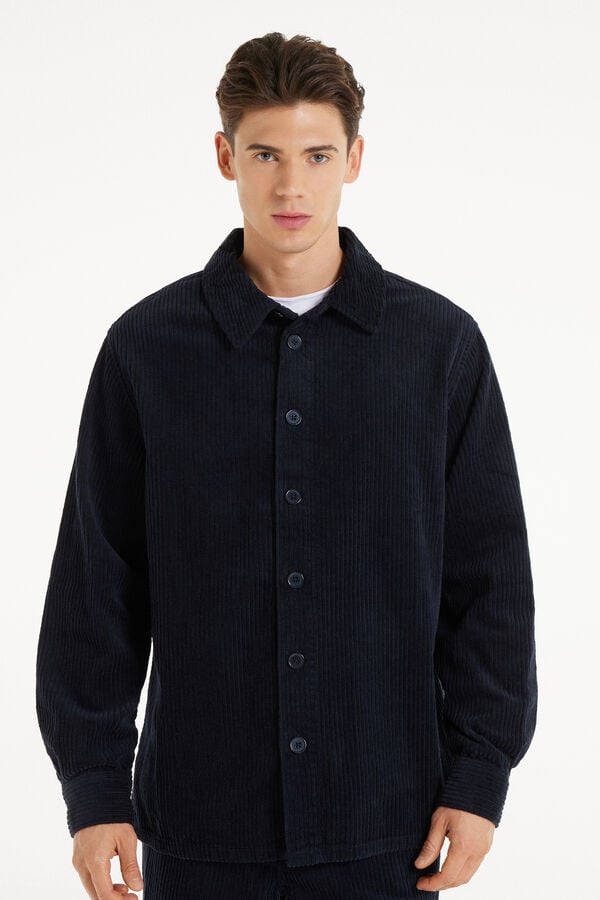 Tezenis Camisa de Manga Larga de Canalé de Terciopelo