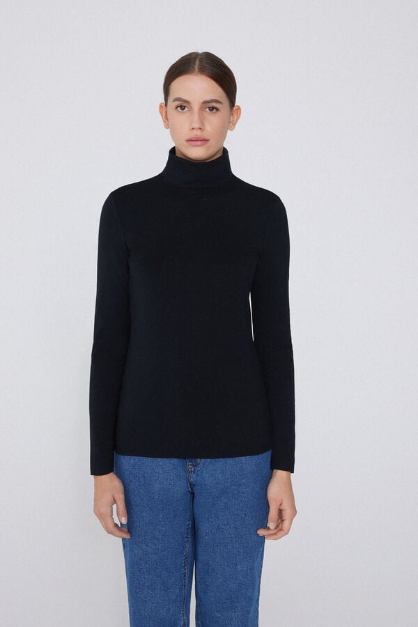 Tezenis Camiseta Con Cuello Alto De Algodón Y Modal Térmico