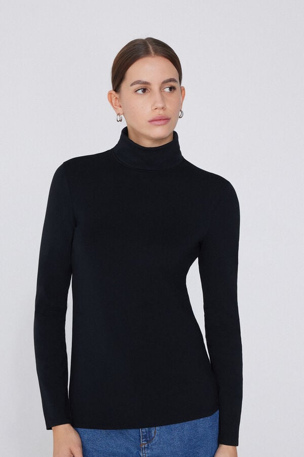 Tezenis Camiseta con Cuello Alto de Algodón y Modal Térmico