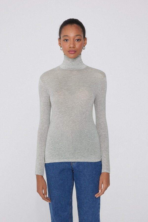 Tezenis Camiseta Con Cuello Alto De Viscosa Y Lana Merino