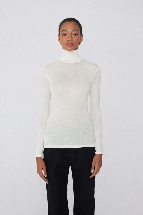 Tezenis Camiseta Con Cuello Alto De Viscosa Y Lana Merino