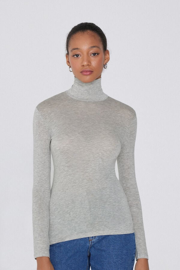 Tezenis Camiseta con Cuello Alto de Viscosa y Lana Merino