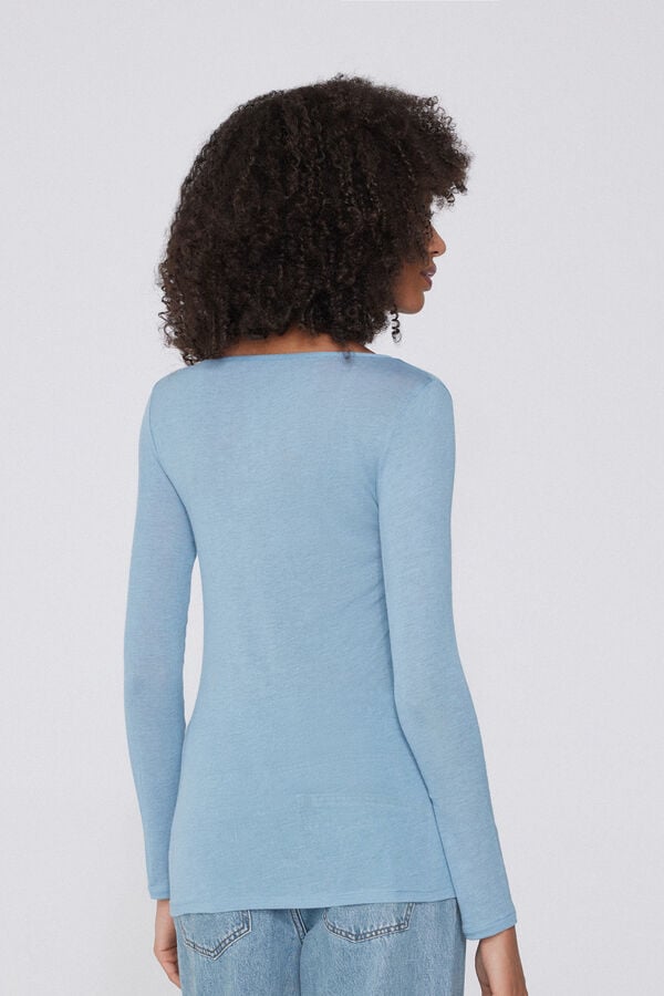 Tezenis Camiseta Con Cuello De Barco De Viscosa Y Lana Merino