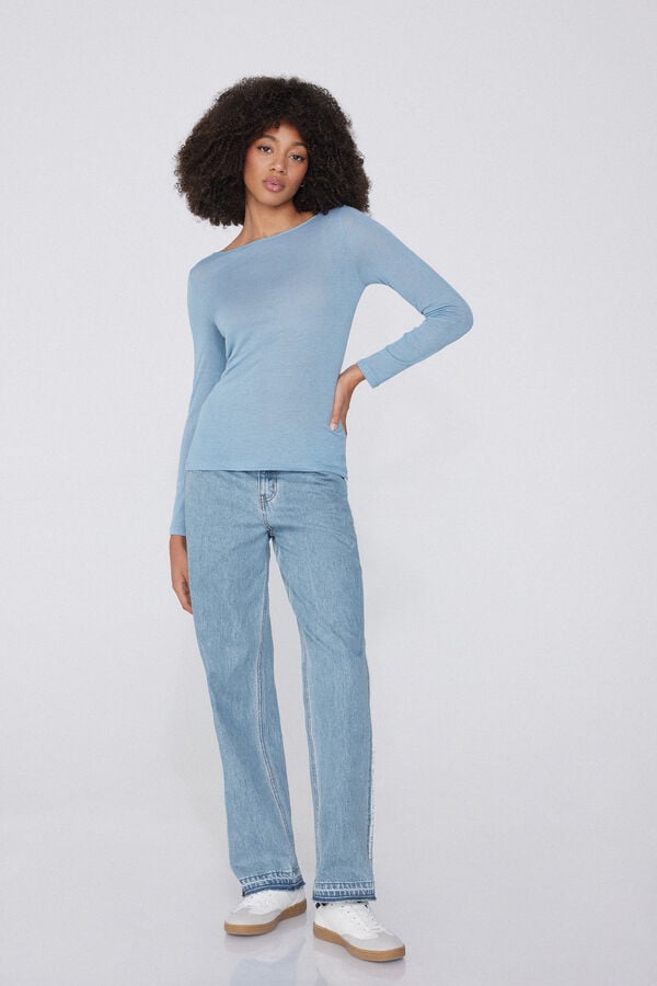 Tezenis Camiseta Con Cuello De Barco De Viscosa Y Lana Merino