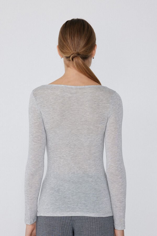 Tezenis Camiseta Con Cuello De Barco De Viscosa Y Lana Merino