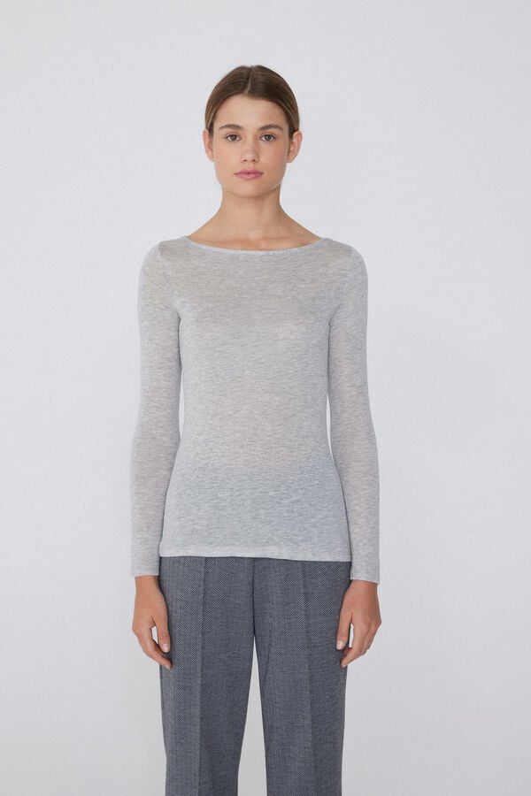 Tezenis Camiseta Con Cuello De Barco De Viscosa Y Lana Merino