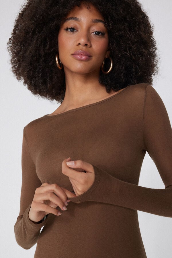 Tezenis Camiseta Con Cuello De Barco De Viscosa Y Lana Merino