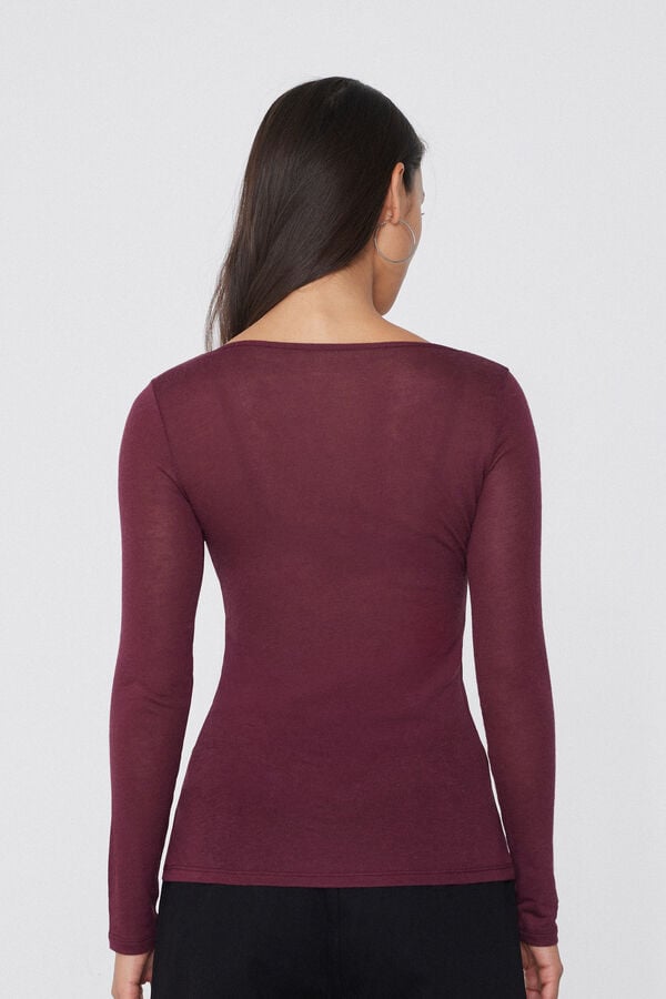 Tezenis Camiseta Con Cuello De Barco De Viscosa Y Lana Merino