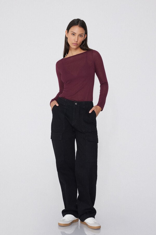 Tezenis Camiseta Con Cuello De Barco De Viscosa Y Lana Merino