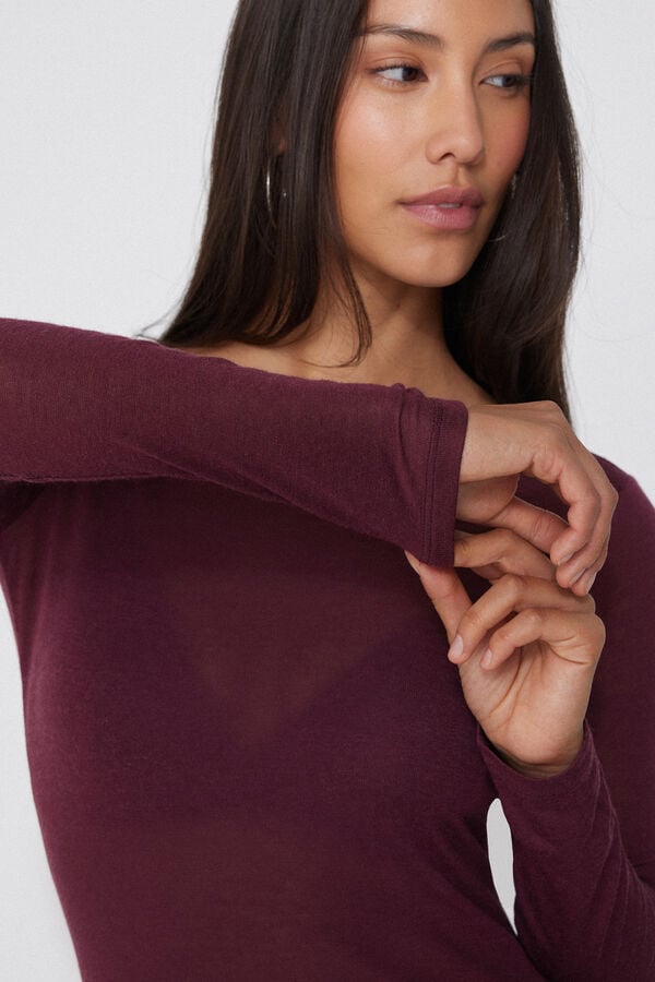 Tezenis Camiseta Con Cuello De Barco De Viscosa Y Lana Merino