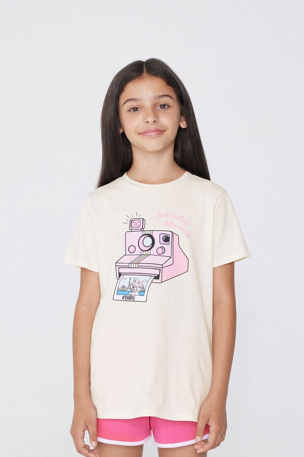 Tezenis Camiseta con Cuello Redondo de Algodón con Estampado