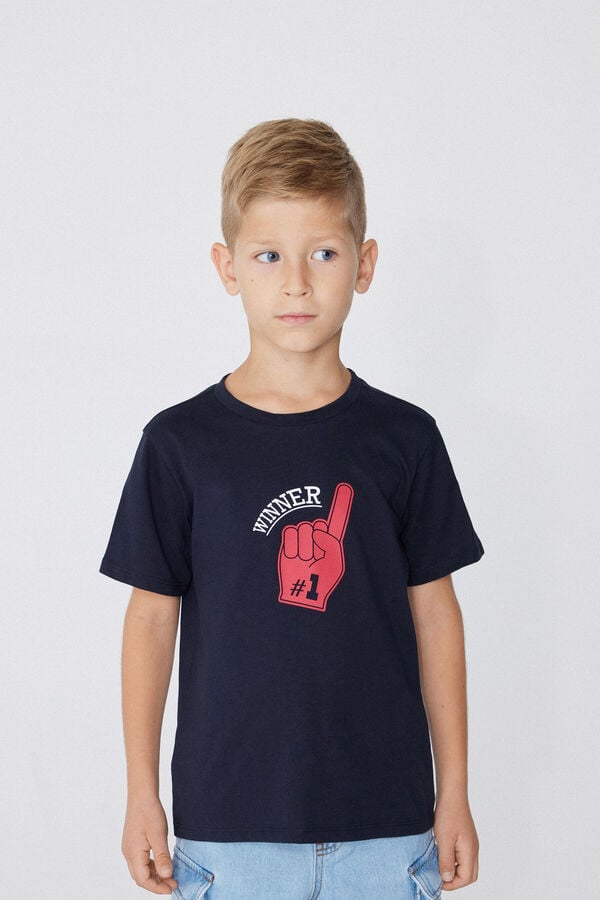 Tezenis Camiseta con Cuello Redondo de Algodón con Estampado